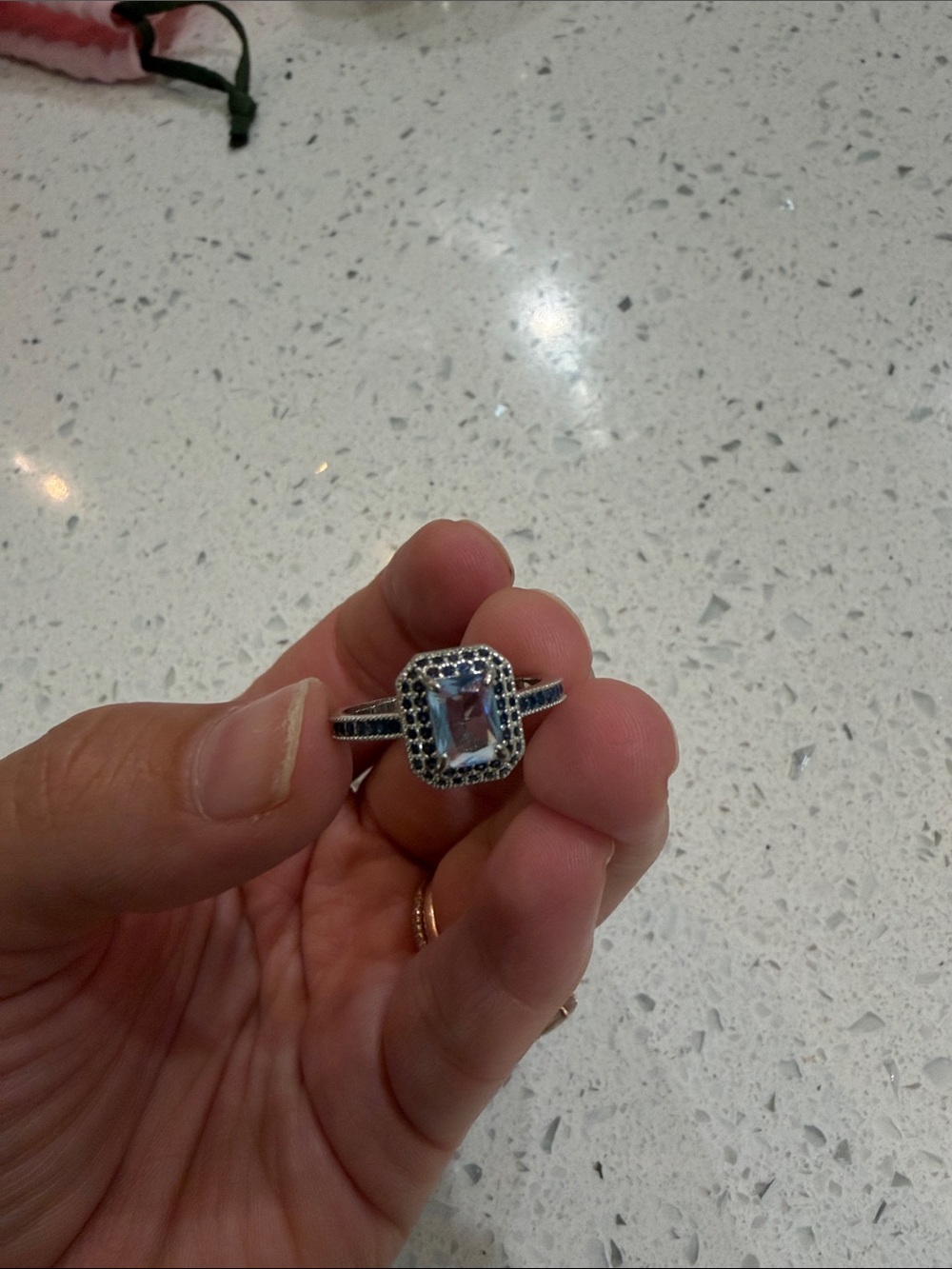 Blue Gemstone Halo Ring bomb party